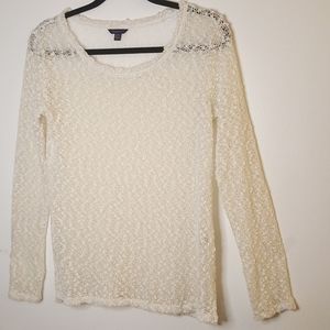 Aeropostale open knit popcorn cream sweater size m